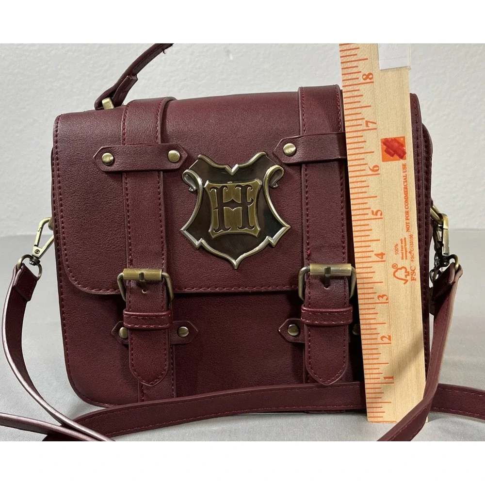Harry Potter Hogwarts Satchel Crossbody Handbag Maroon Gold Hardware Bag